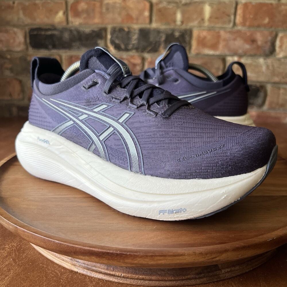 Asics Gel Nimbus 27 Womens 7.5 Gray Blue Blue Max Cushion Running Shoes Sneakers - Picture 12 of 16